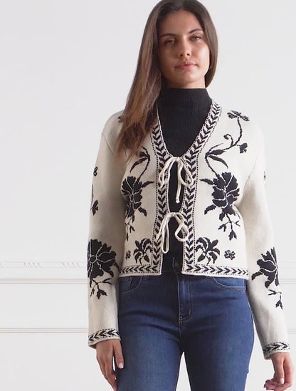 Gilet à nouer à imprimé baroque - Blanc