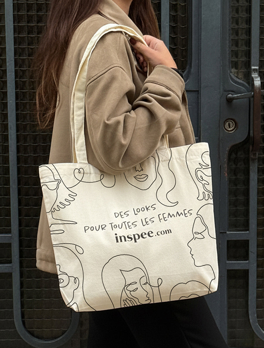 Totebag Inspee imprimé portraits - Beige