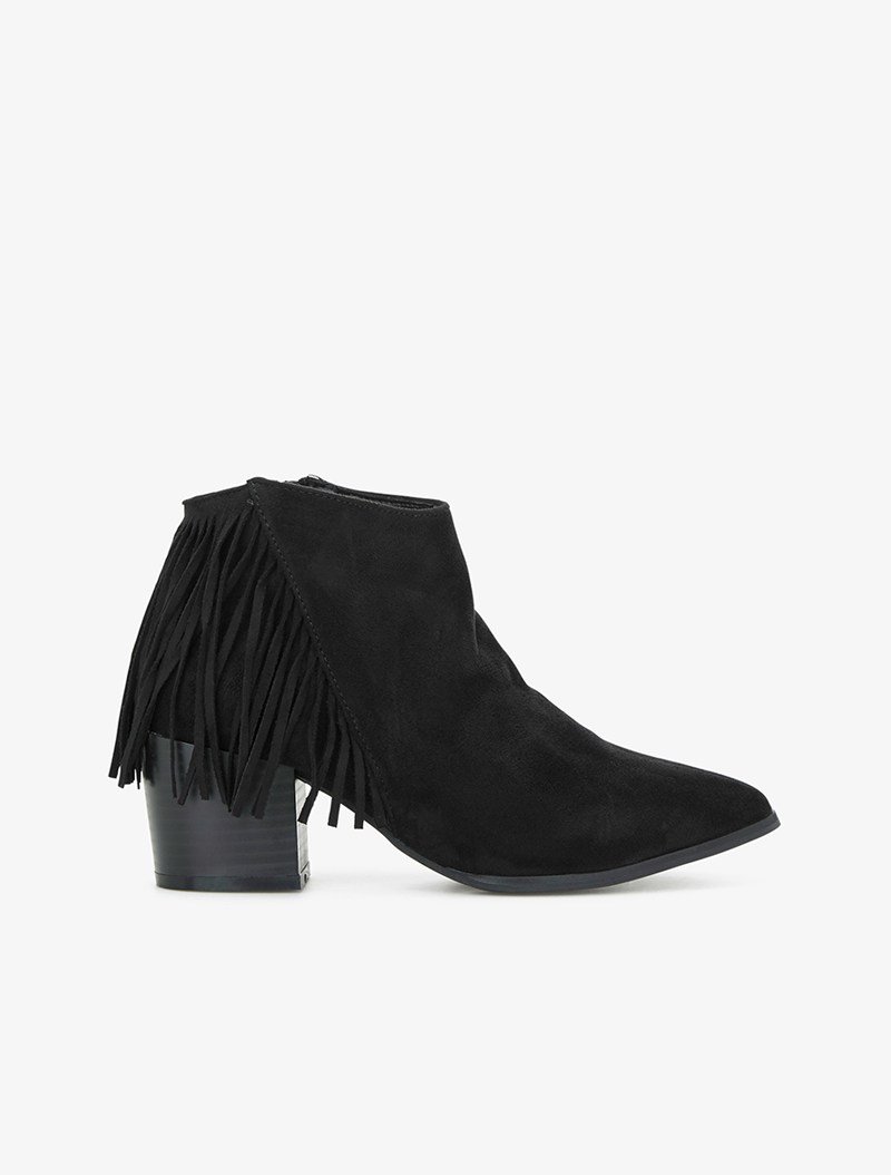 low boots santiag �� franges - noir - femme -
