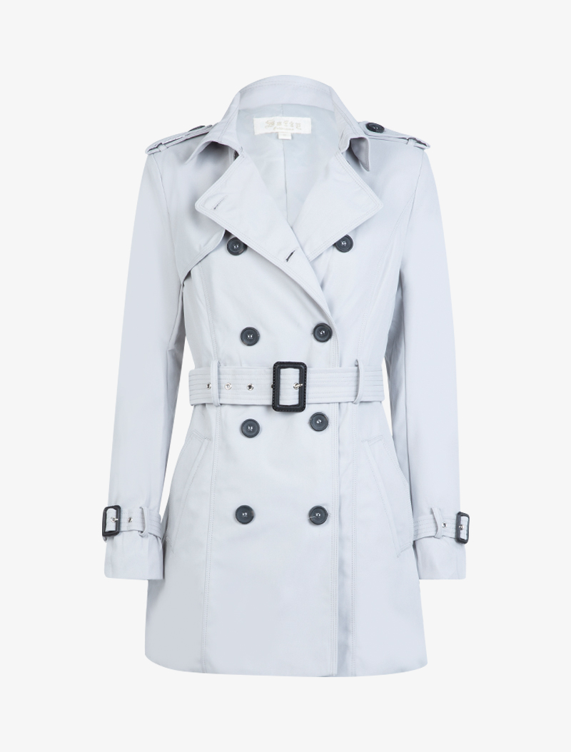 trench coat �� boutons contrastants - gris clair - femme -