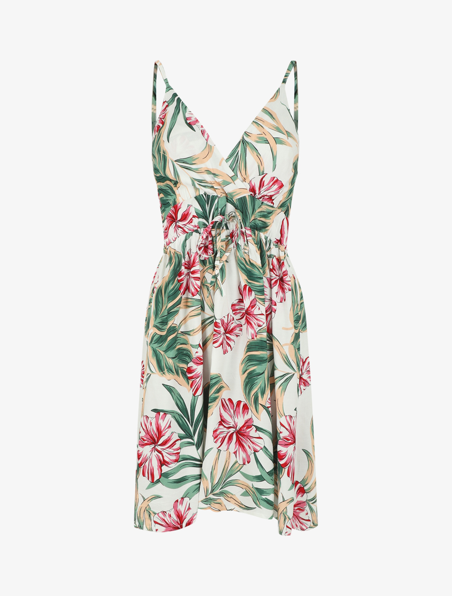 robe �� fines bretelles imprim�� tropical - femme -