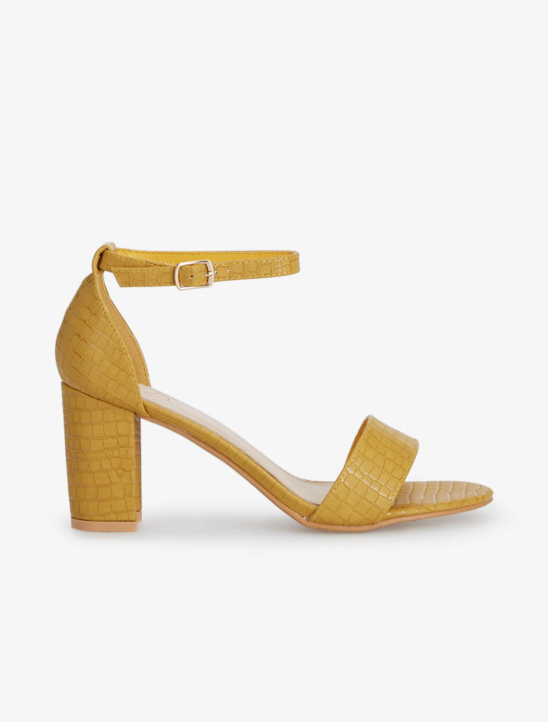 sandales en simili �� ��cailles - moutarde - femme -