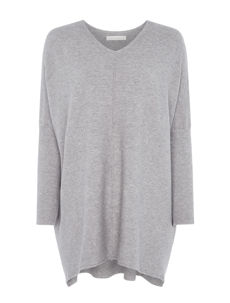 pull long loose �� couture transversale - gris clair chin�� - femme -