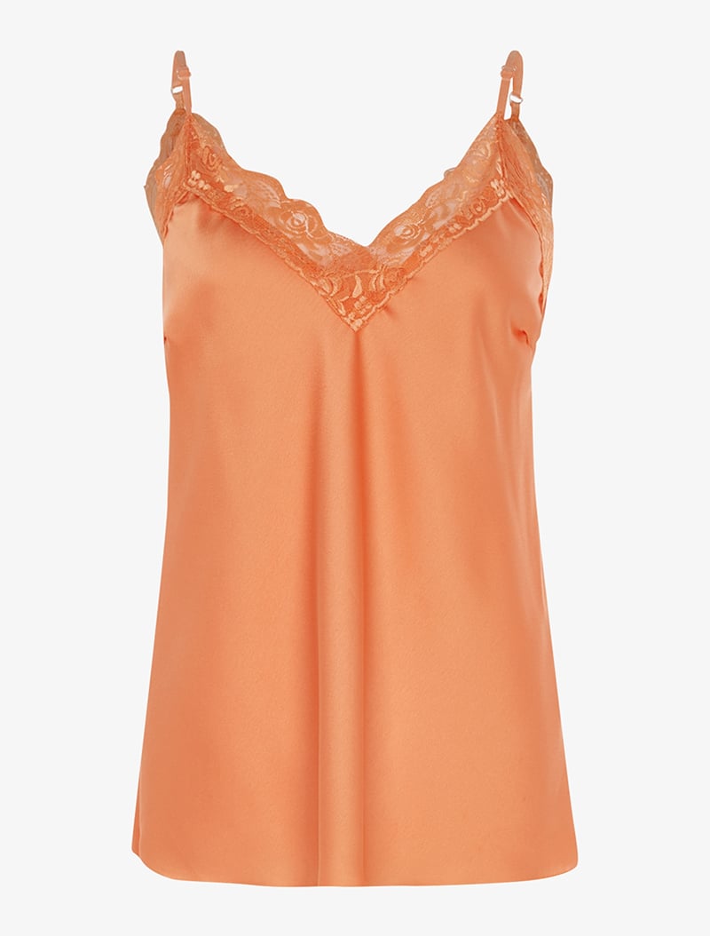 caraco style lingerie �� bordure dentelle - orange - femme -