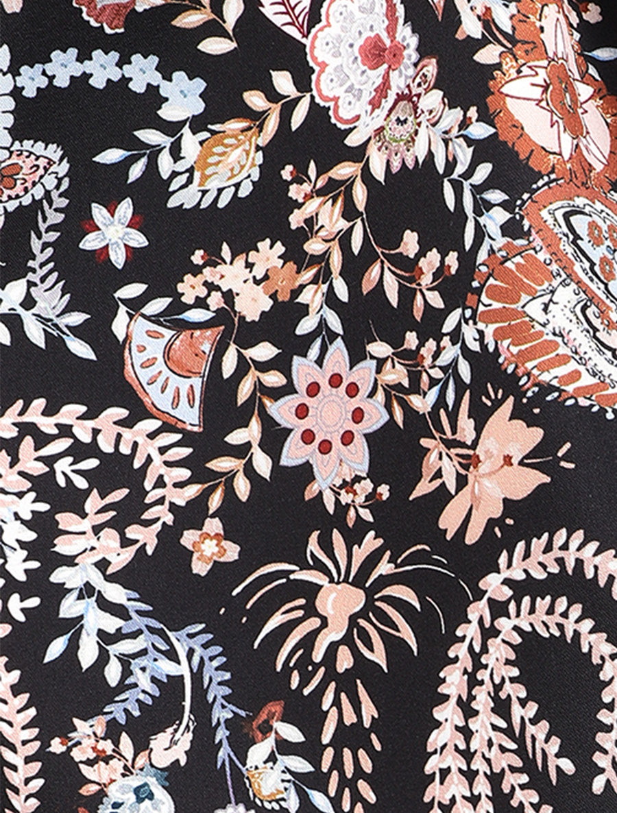 Robe col V à imprimé floral - noir