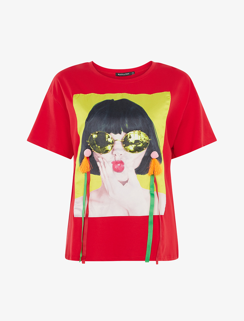 t-shirt pop art - rouge - femme -
