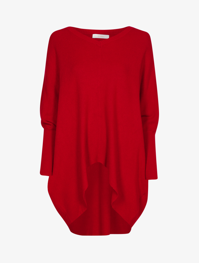 pull oversize �� dos plus long - rouge - femme -
