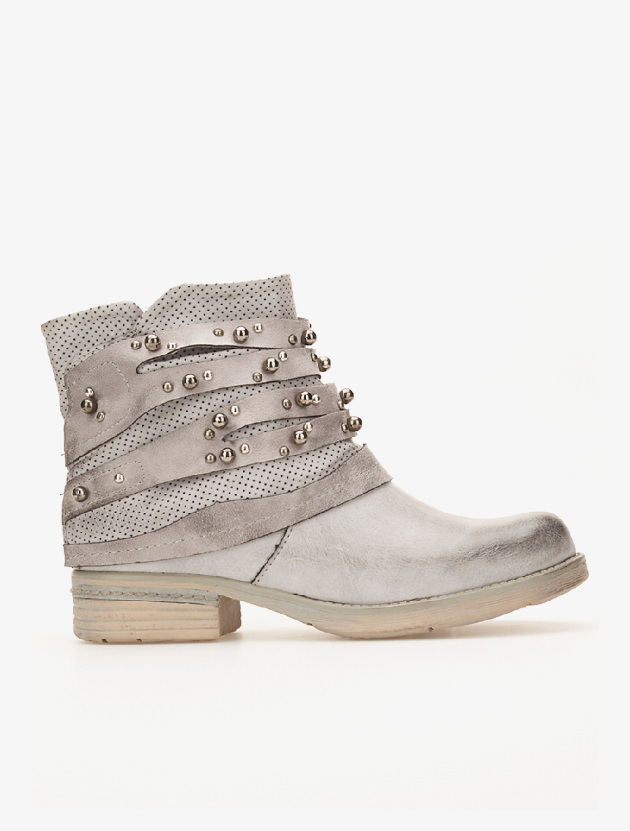 boots lani��res �� billes - gris clair - femme -
