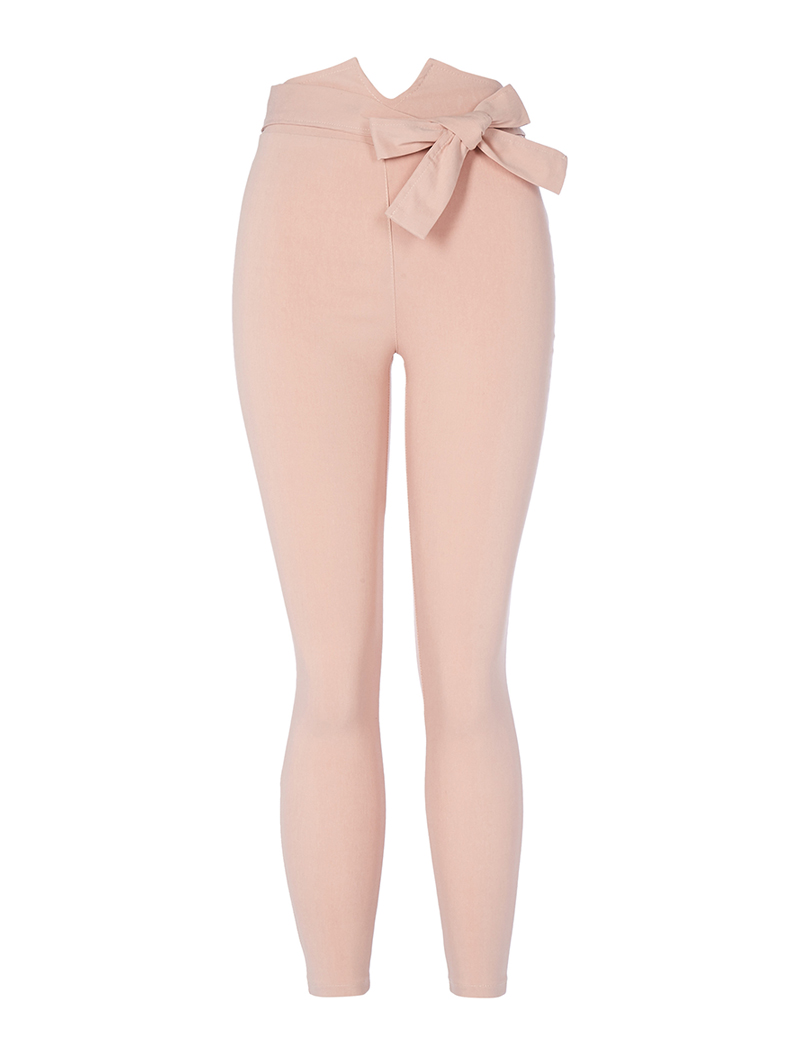 pantalon chino taille empire - rose - femme -