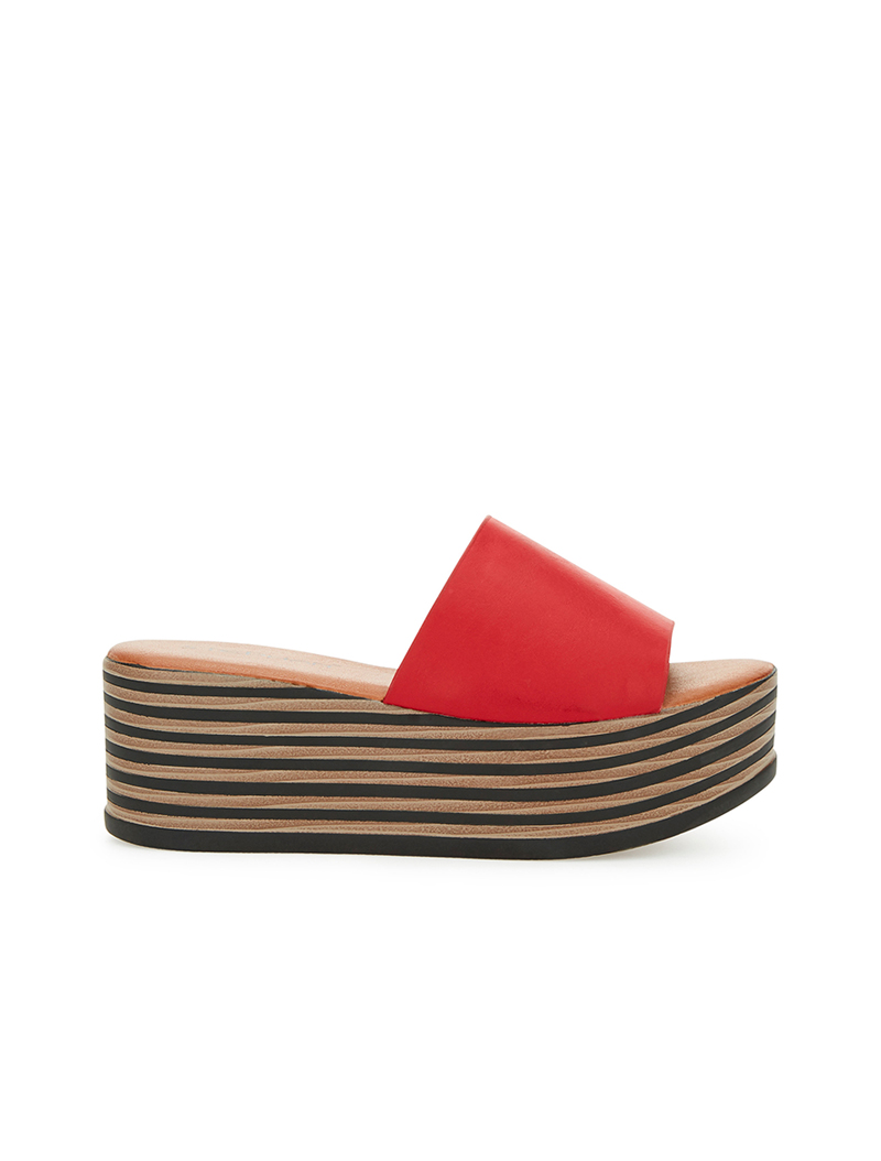 mules plateforme �� rayures - rouge - femme -