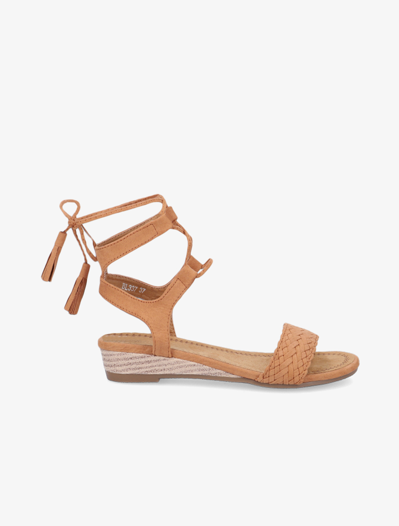 sandales �� chevilles style spartiate - camel - femme -