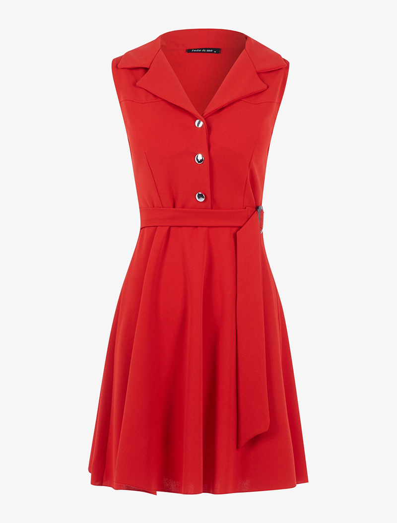 robe tailleur ceintur��e - rouge - femme -
