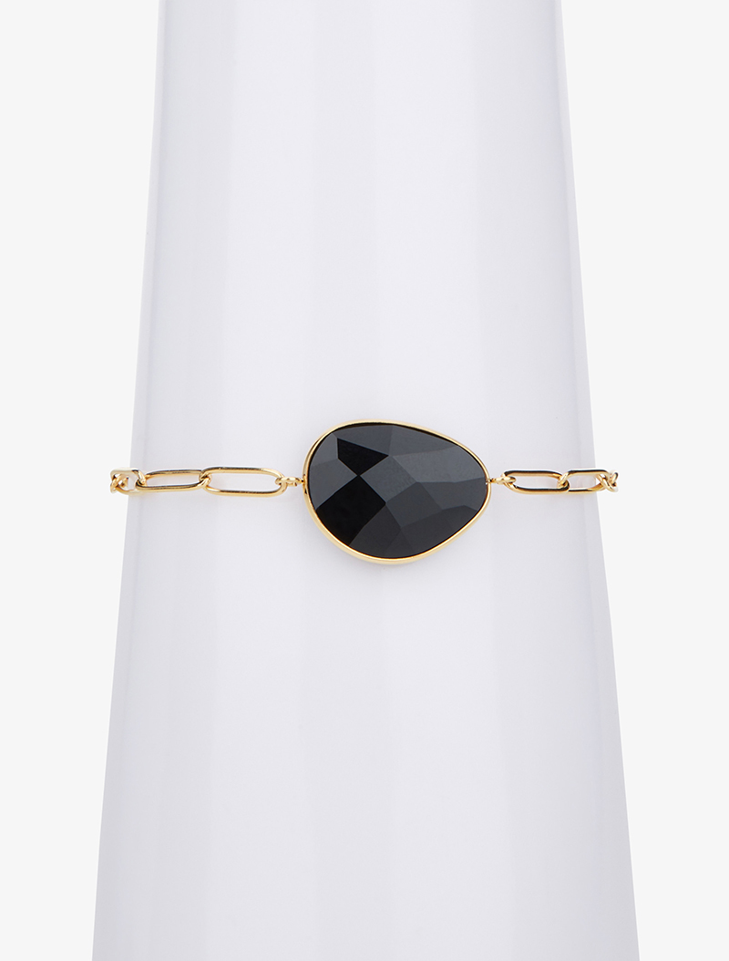 bracelet style gourmette orn�� d'une pierre - or/noir - femme -