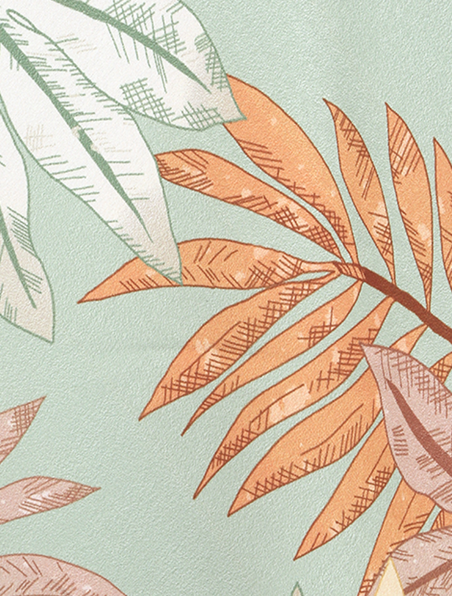 Camisola de satén con estampado de hojas tropicales