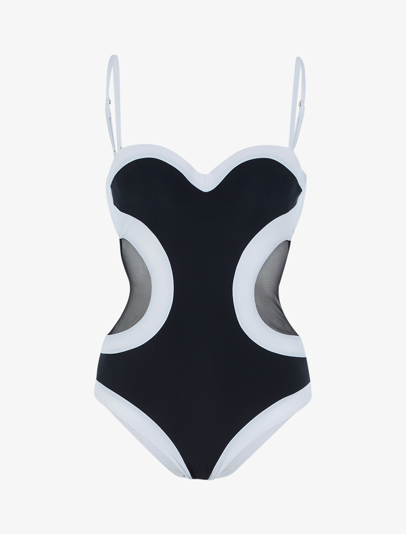 trikini color block - noir/blanc - femme -