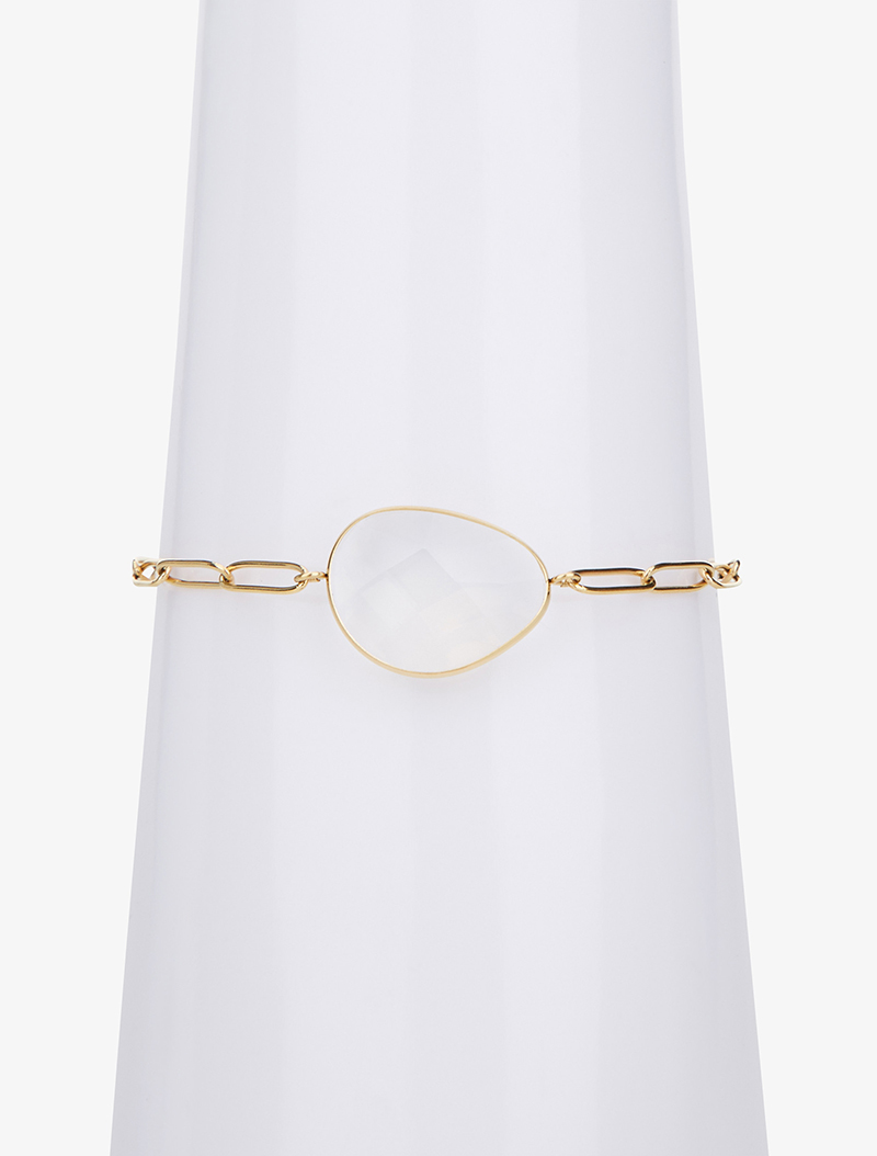 bracelet style gourmette orn�� d'une pierre - or/blanc - femme -