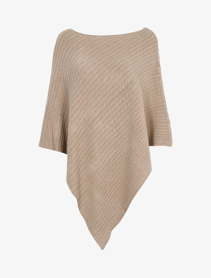 poncho en maille tress��e - taupe - femme -