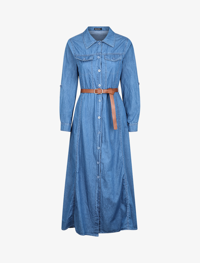 robe longue en jean - femme -