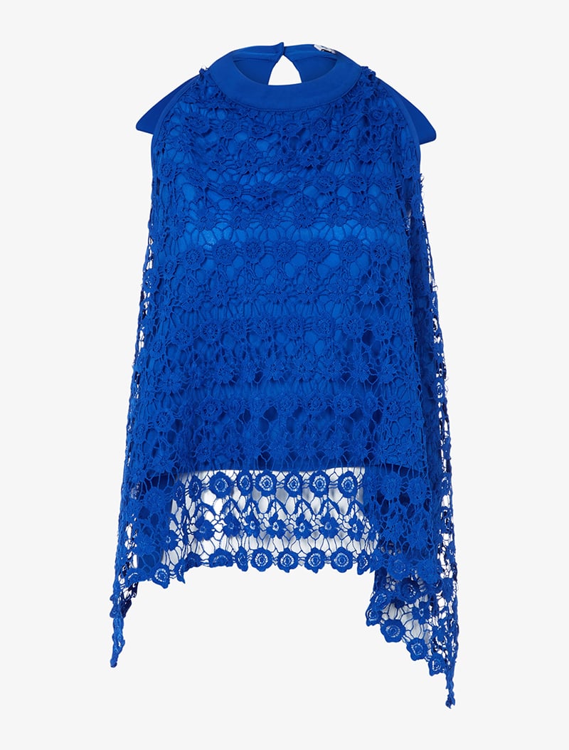 top coupe trap��ze en crochet - bleu ��lectrique - femme -