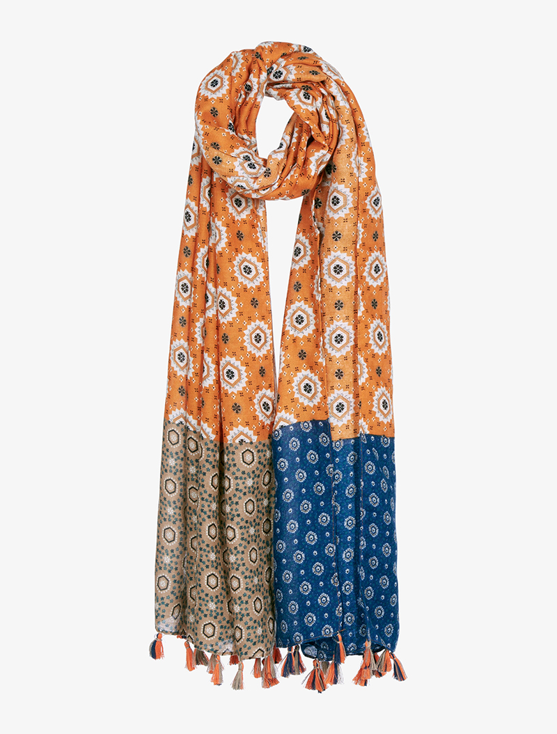 foulard �� imprim��s graphiques - orange - femme -
