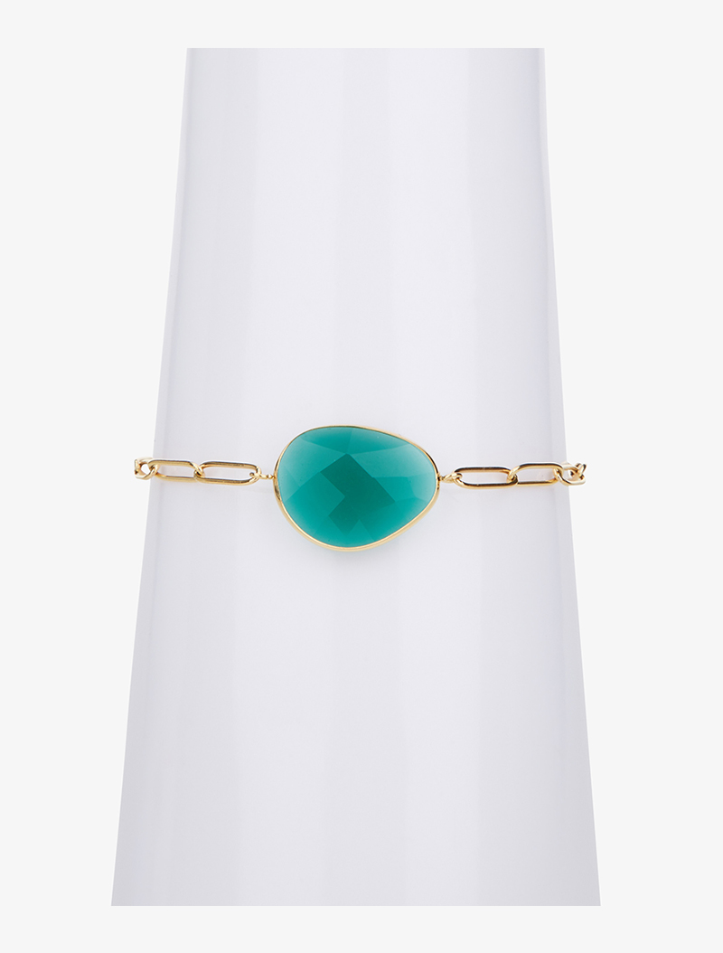 bracelet style gourmette orn�� d'une pierre - or/vert - femme -