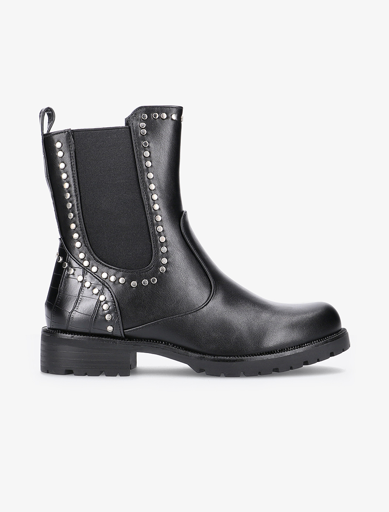 chelsea boots hautes �� clous - noir - femme -