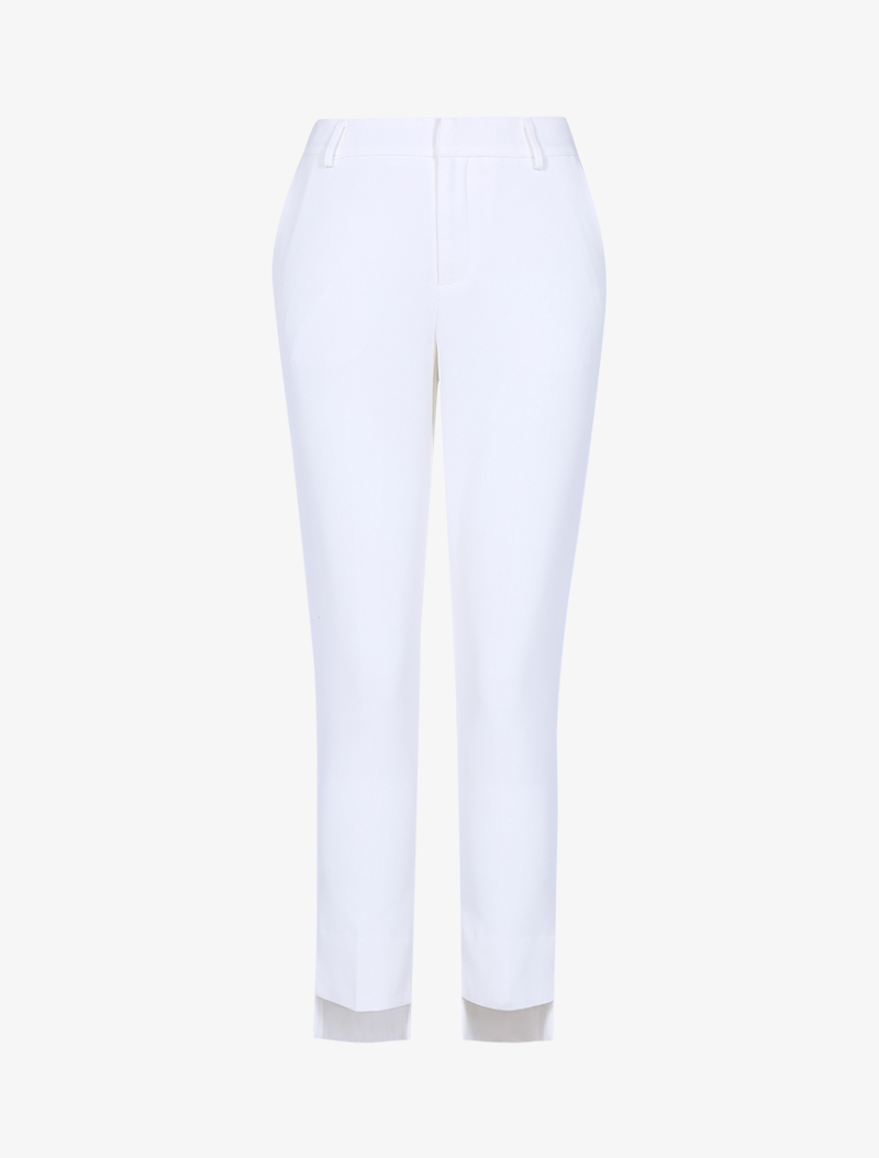 pantalon �� chevilles asym��triques - blanc - femme -