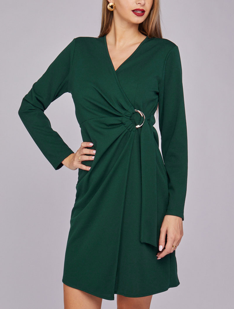 robe portefeuille �� boucle argent��e - vert sapin - femme -