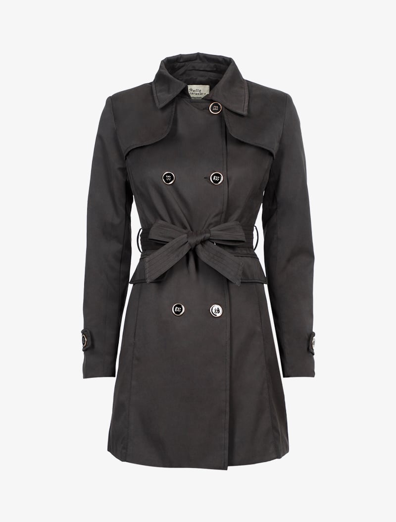 trench coat �� boutons contrastants - noir - femme -