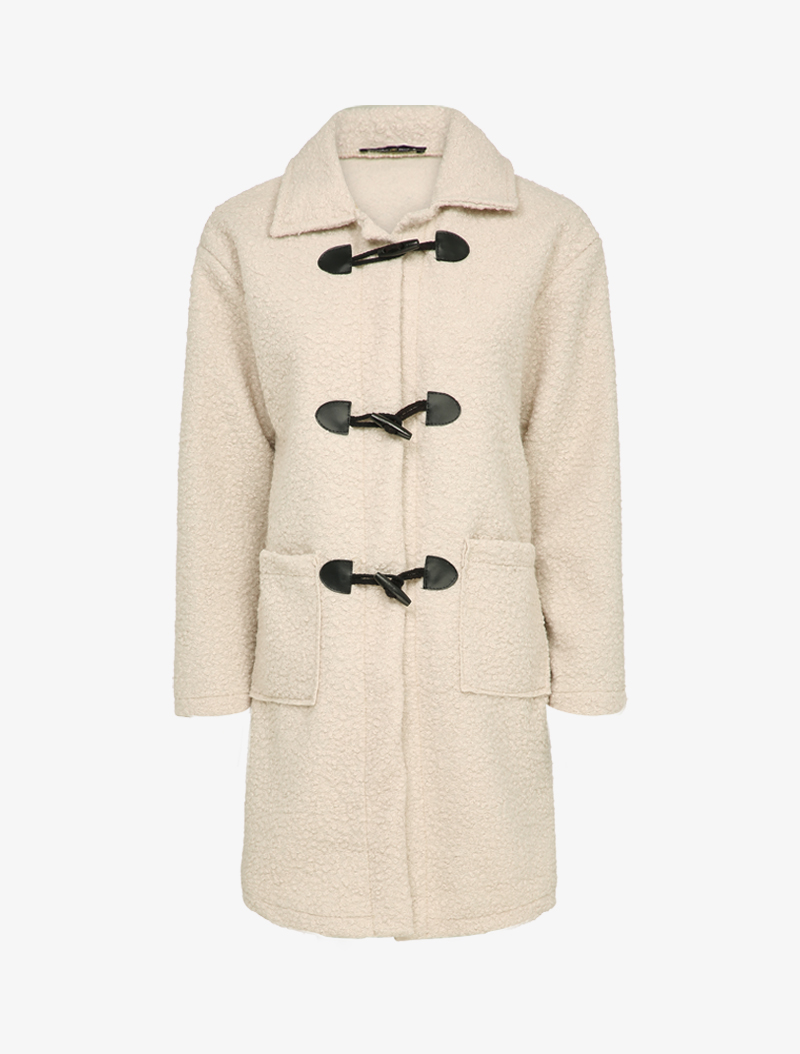 manteau style duffle coat en maille bouclette - femme -