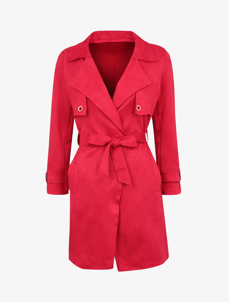 trench coat en su��dine - rouge - femme -