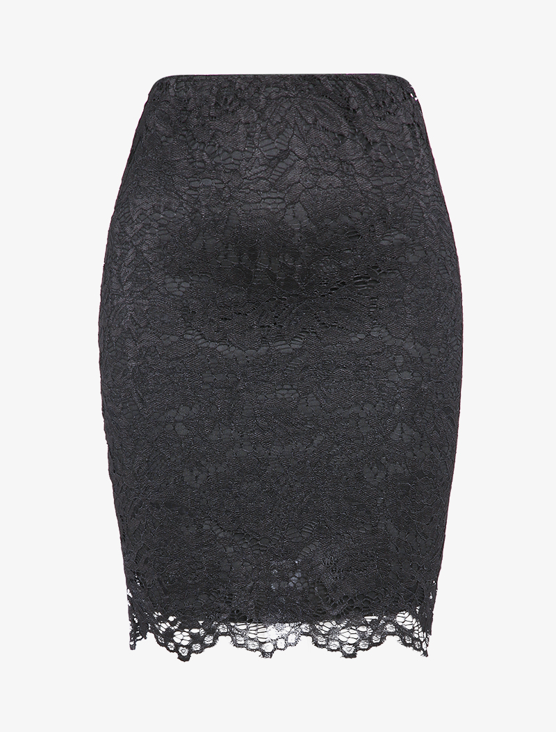 jupe fourreau taille haute �� dentelle anglaise - noir - femme -