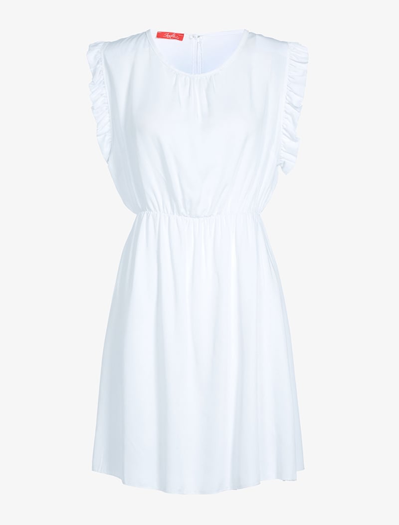 robe fluide �� emmanchures volant��es - blanc - femme -