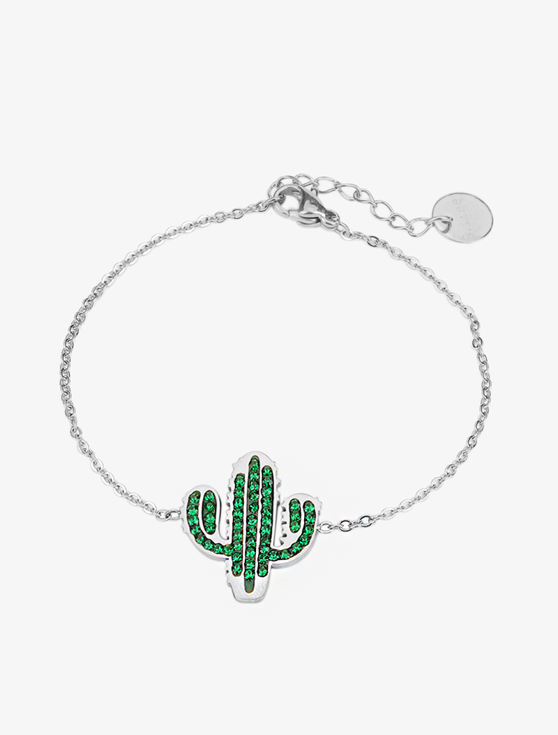 bracelet fin �� d��tail cactus - argent - femme -
