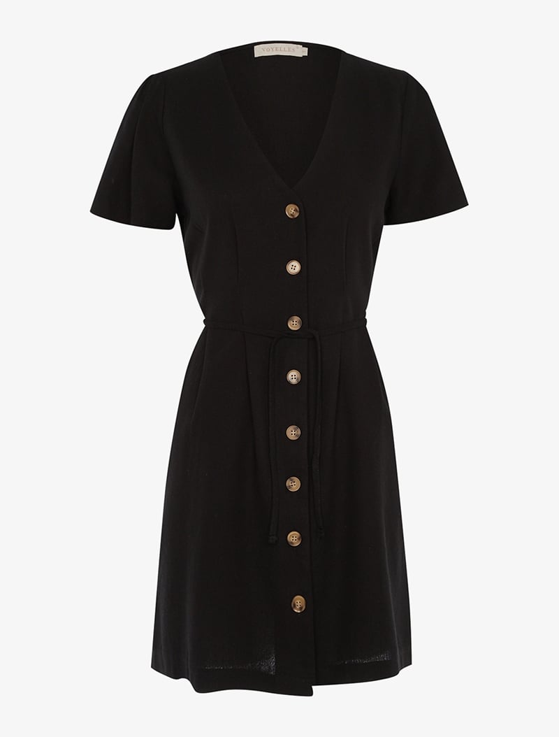 robe chasuble col v en coton - noir - femme -