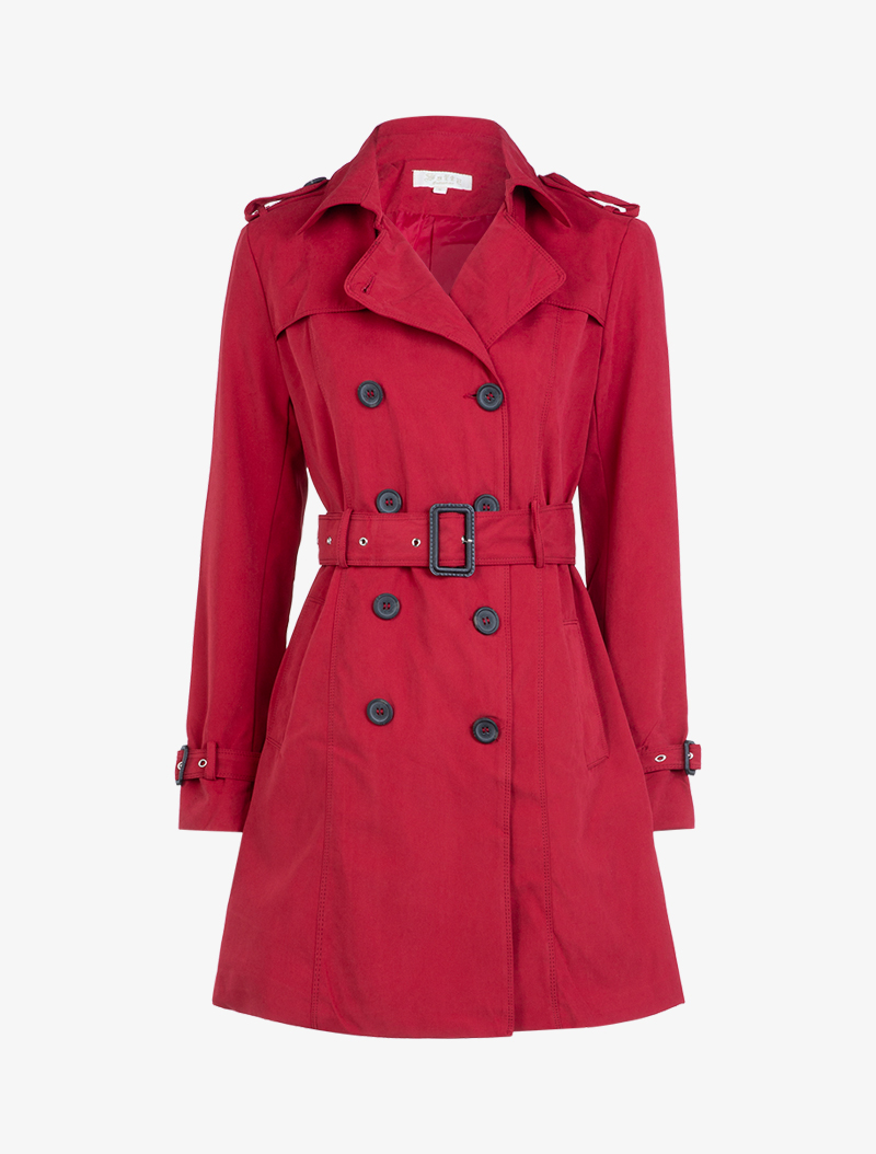trench coat �� d��tails boucles - rouge - femme -