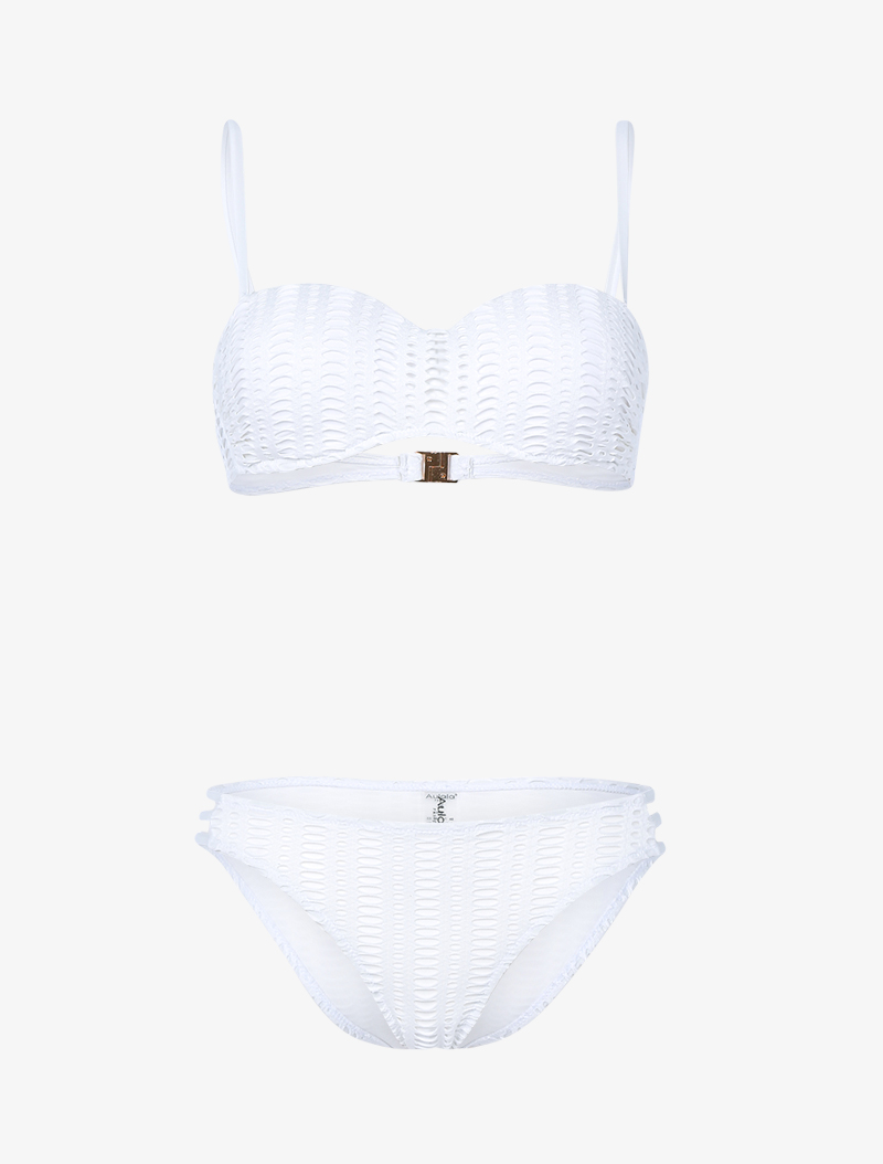 bikini �� balconnet �� doublure ajour��e graphique - blanc - femme -