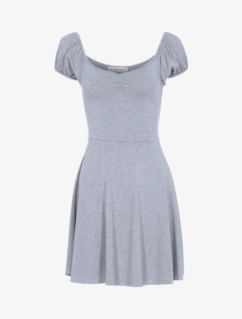 robe patineuse �� manches courtes - gris clair - femme -