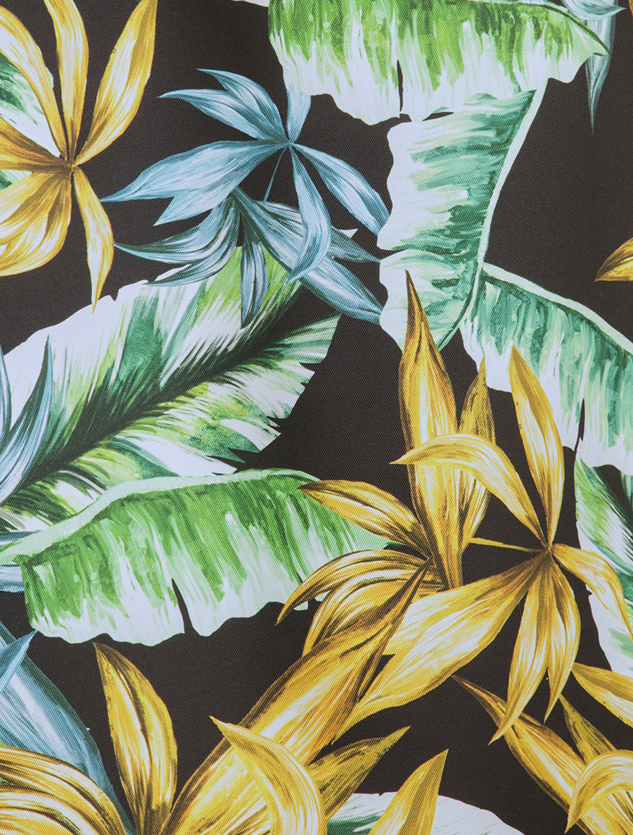 Robe longue à imprimé feuilles tropicales - noir