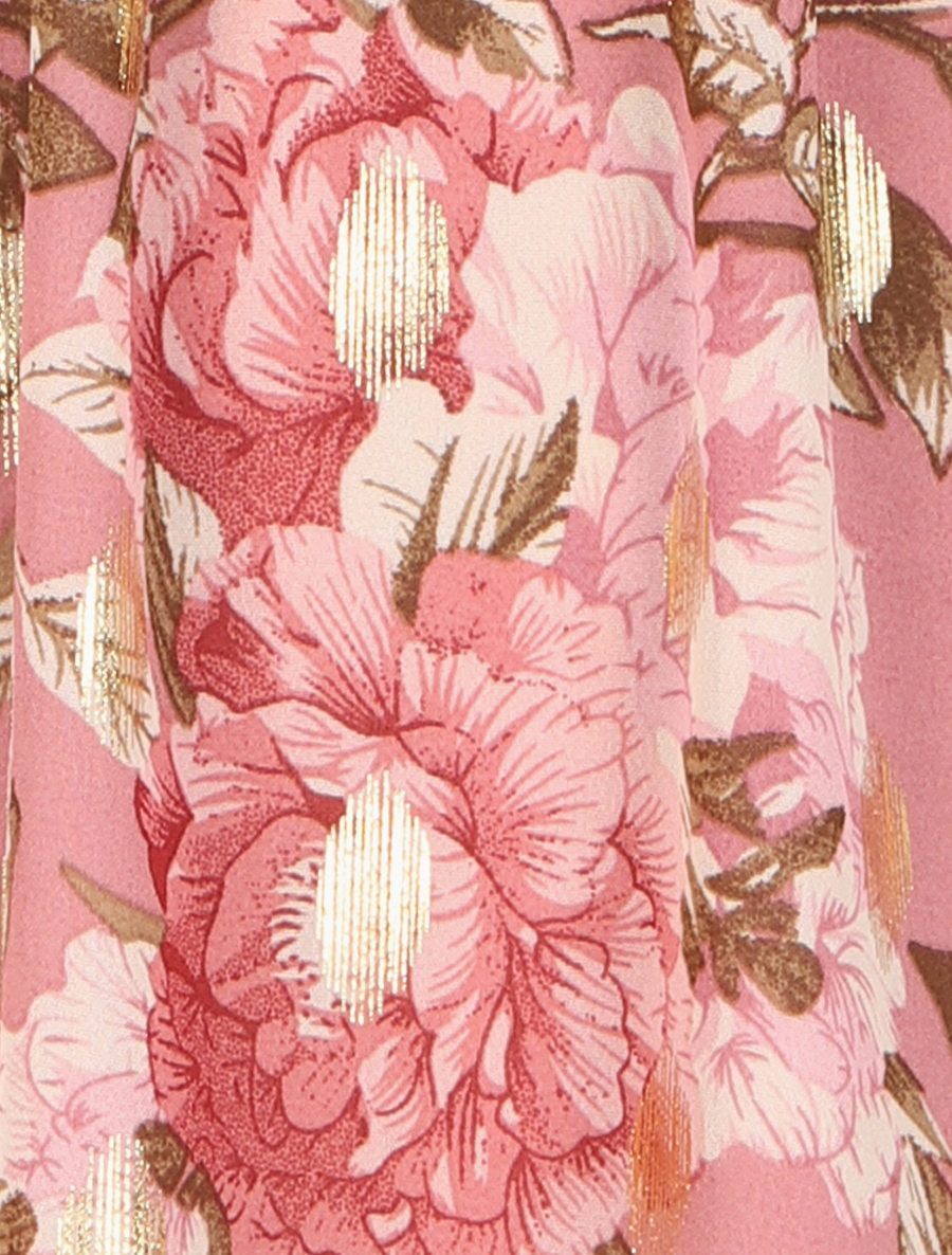 Robe longue à imprimé roses - rose