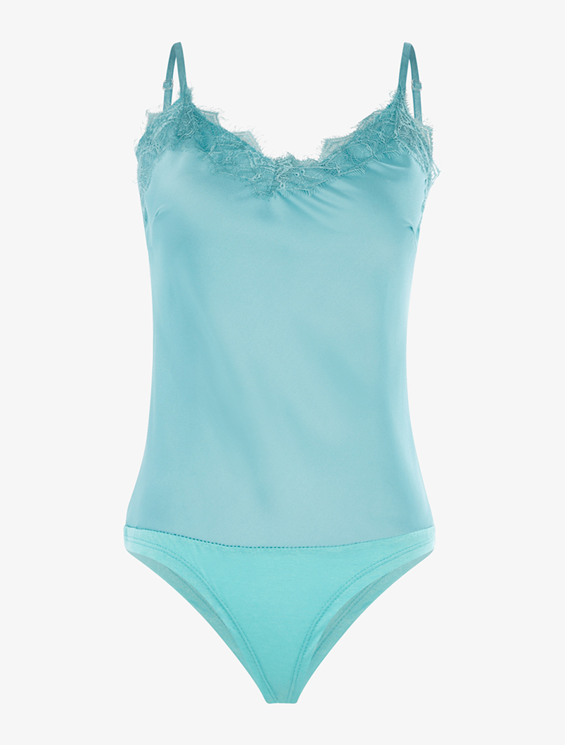 body style caraco satin�� - turquoise - femme -