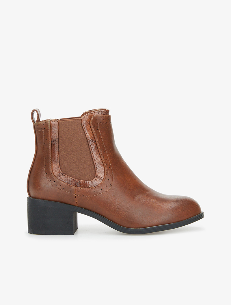 chelsea boots �� bord effet croco - camel - femme -