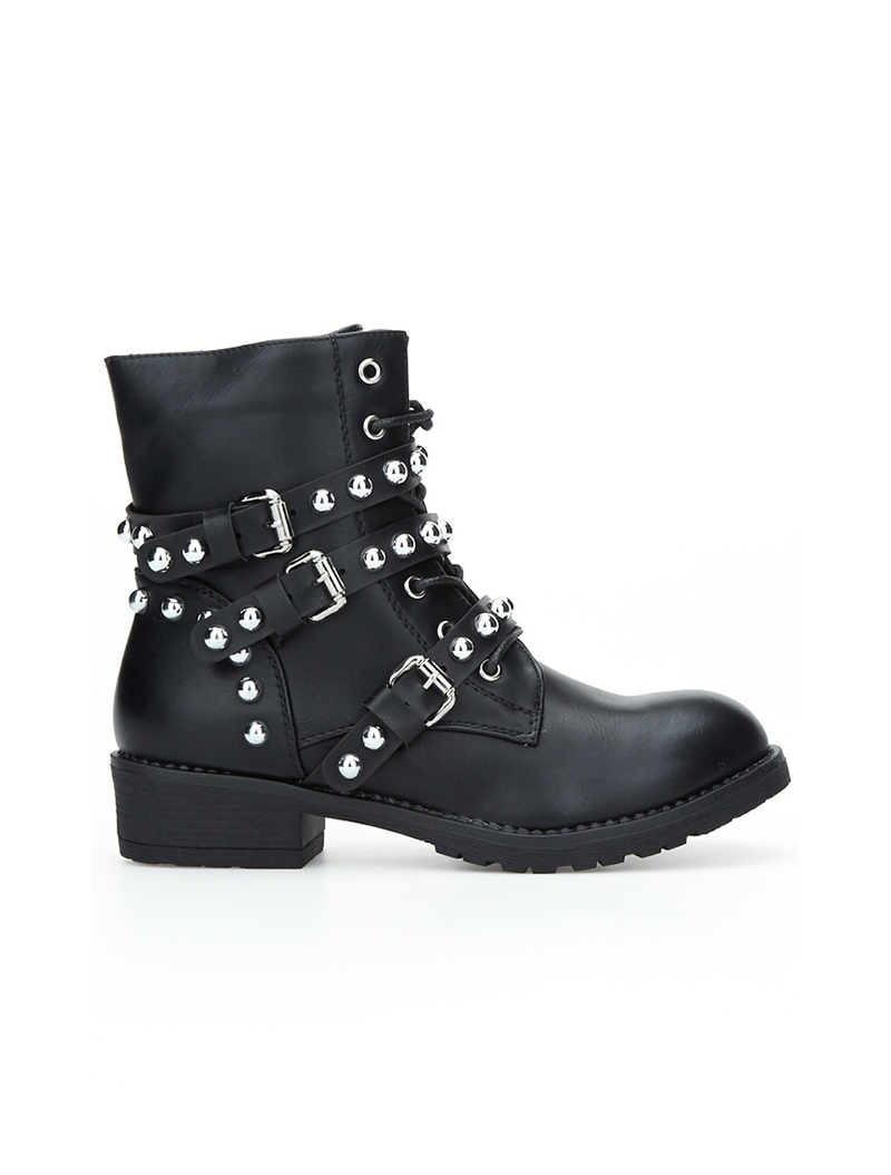 boots motards �� clous - noir - femme -