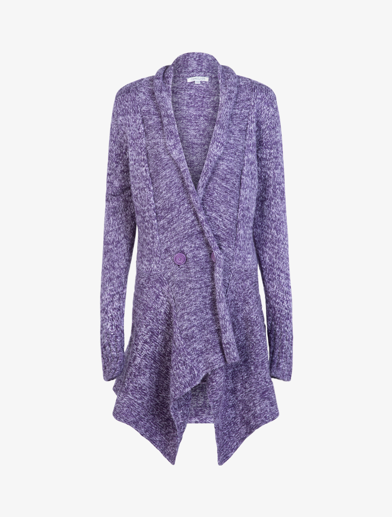 gilet boutonn�� �� bords asym��triques - violet - femme -