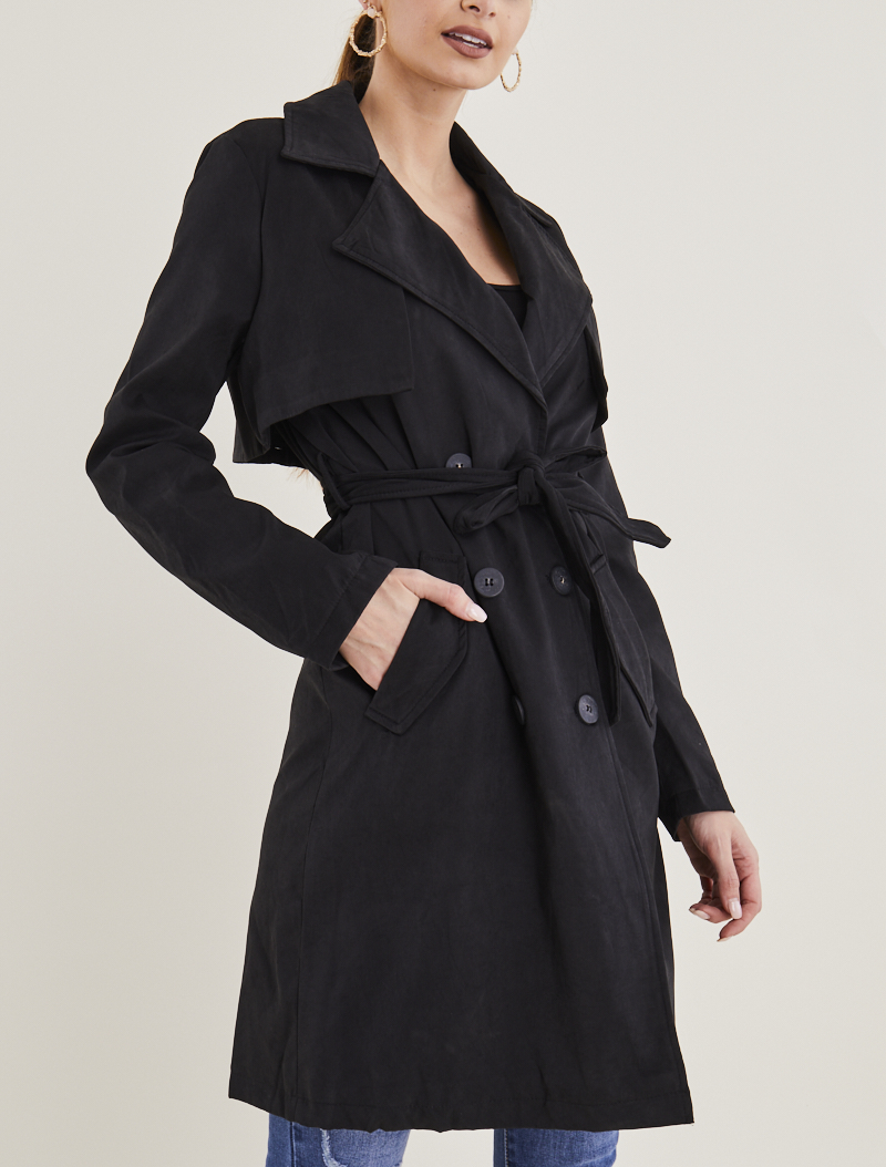 trench coat classique - noir - femme -