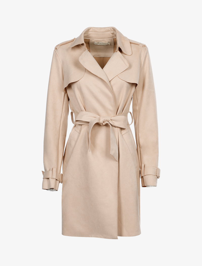 veste style trench coat en su��dine - beige - femme -
