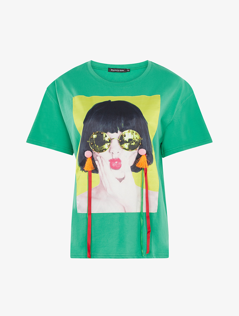 t-shirt pop art - vert - femme -
