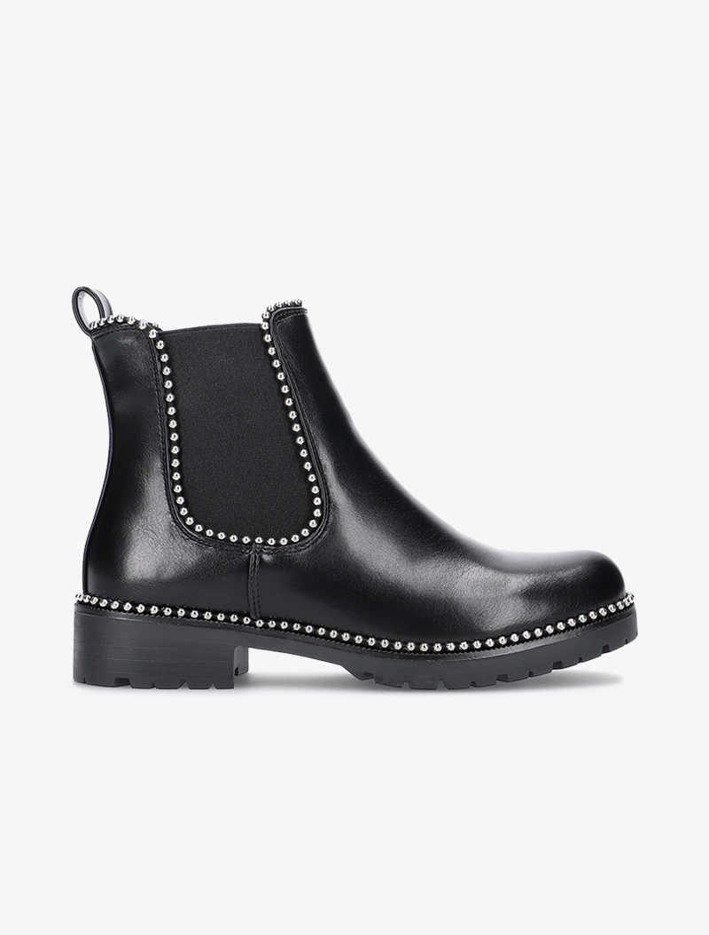 chelsea boots unies �� billes argent��es - noir - femme -