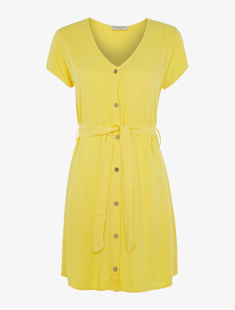 robe chasuble en viscose - jaune - femme -