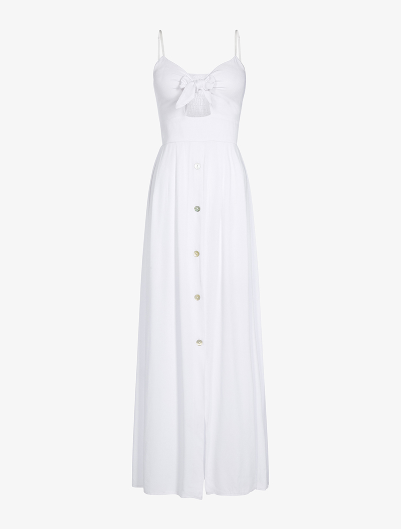 robe fluide d��collet�� �� nouer - blanc - femme -
